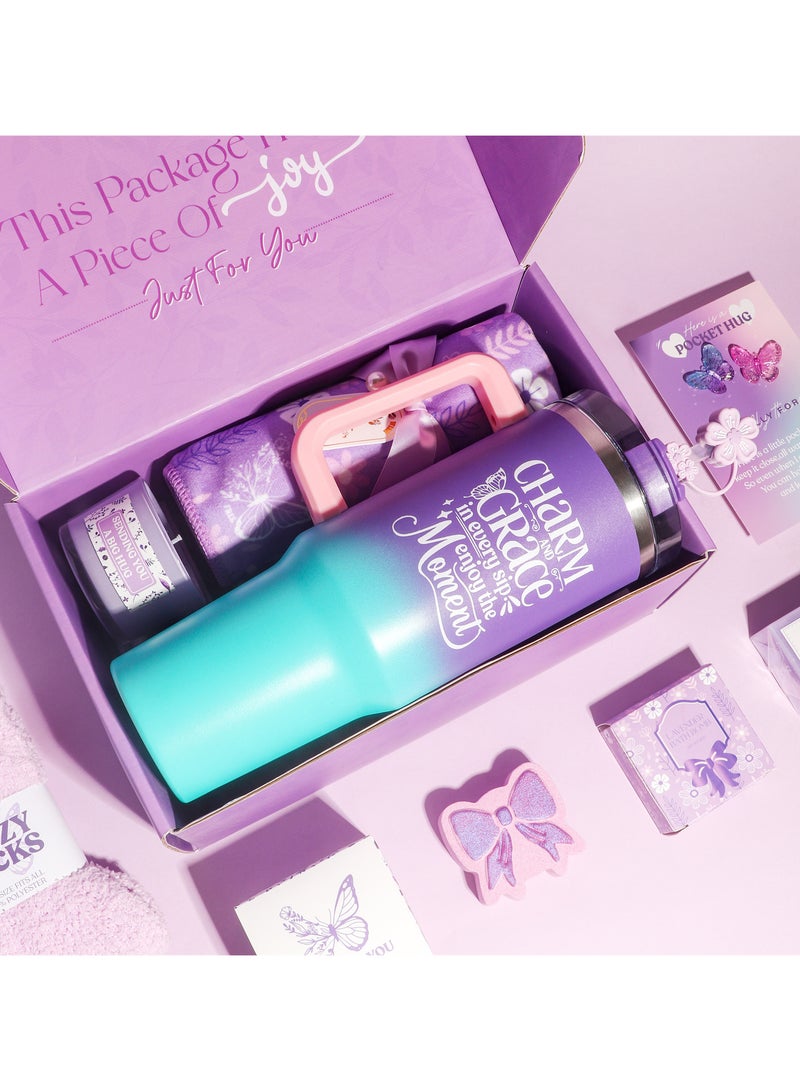 MissTiara Birthday Gifts for Women - Relaxing Spa Gift Set - Self Care Get Well Soon Gift Basket - Happy Birthday Gift Set with Premium Dry Hair Towel and 40 Ounces Glass for Mom,Wife, Her Best Friend,Sister,Girlfriend - Image 3