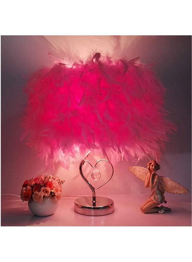 Feather LED Bedside Table Lamp Pink - Image 1
