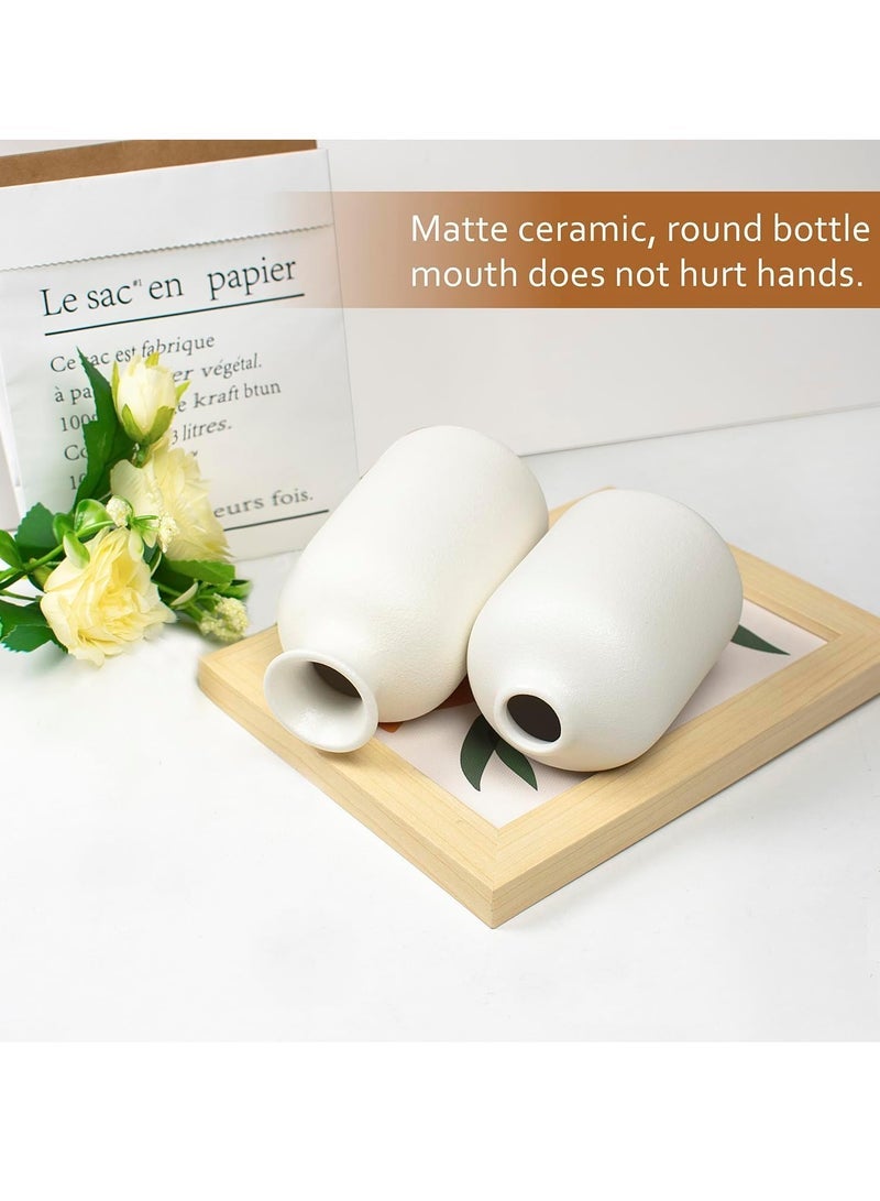 كابتن تيك White Ceramic vase Set-3 Small Flower vases for Decor,Modern Boho Farmhouse Home Decor,Modern Home Decor,Decorative vase for Pampas Grass&Dried Flowers,idea Shelf,Table,Bookshelf,Entryway Decor - Image 2