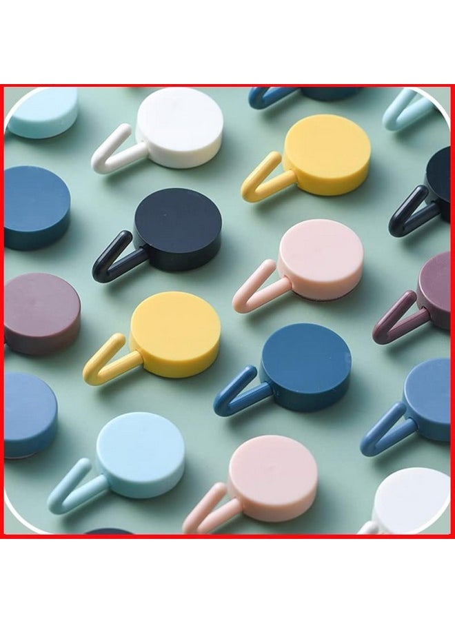 wolpin wolpin Self Adhesive Wall Hooks Waterproof Adhesive Sticky Round Hooks | Hanging Capacity 2 KG Max | Multipurpose Home Storage (Colorful Hook, Pack of 10 Pcs), Acrylonitrile Butadiene Styrene  - Image 1