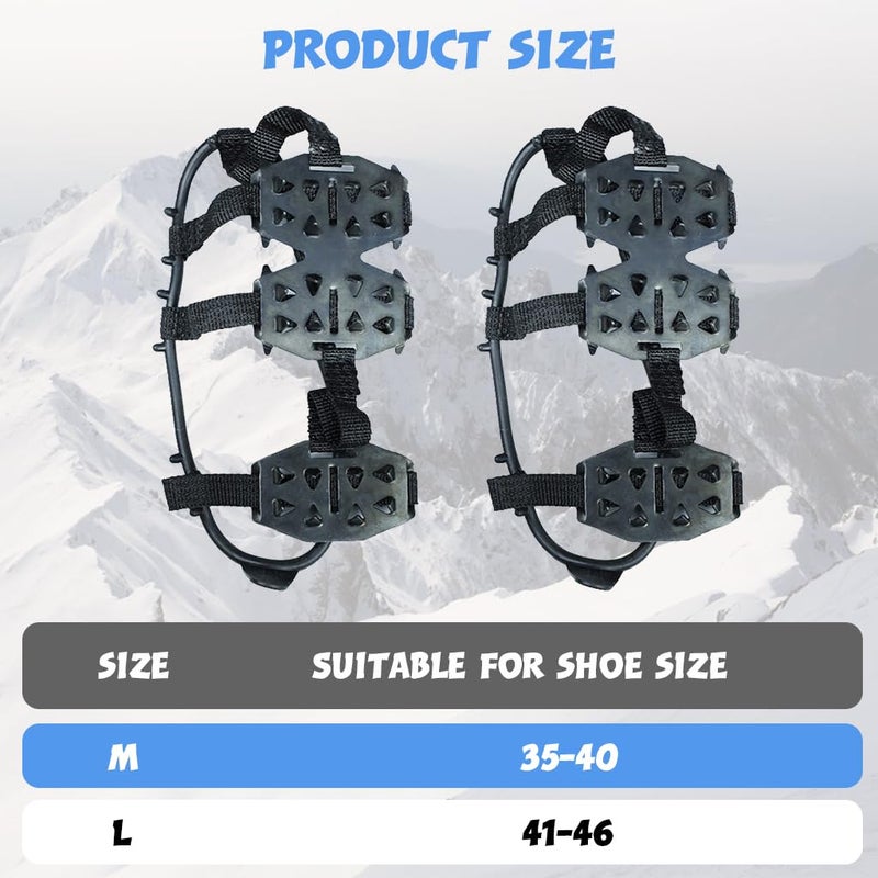 GUSTAVE ® 1 Pair Ice Cleats for Shoes 24 Manganese Steel Spikes Design Ultra Strong Traction Anti-skid Ice Cleats Adjustable Ice Cleats for Men Women Outdoor Ice Cleats for Walking, Trekking, Hiking, M - Image 2