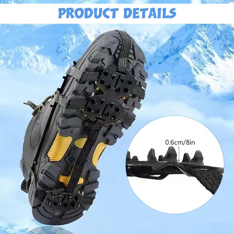 GUSTAVE ® 1 Pair Ice Cleats for Shoes 24 Manganese Steel Spikes Design Ultra Strong Traction Anti-skid Ice Cleats Adjustable Ice Cleats for Men Women Outdoor Ice Cleats for Walking, Trekking, Hiking, M - Image 3