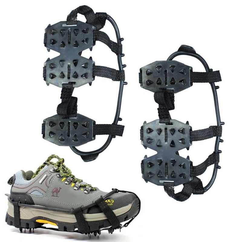 GUSTAVE ® 1 Pair Ice Cleats for Shoes 24 Manganese Steel Spikes Design Ultra Strong Traction Anti-skid Ice Cleats Adjustable Ice Cleats for Men Women Outdoor Ice Cleats for Walking, Trekking, Hiking, M - Image 1