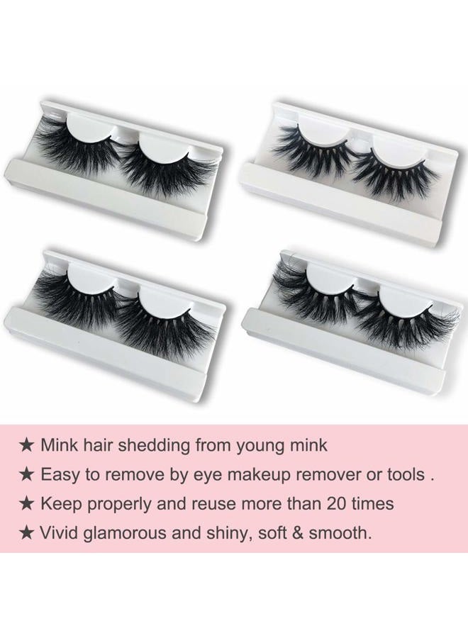 mikiwi 25mm Mink Lashes 4 Pack, Real 3D Mink Lashes, Fluffy Mink Lashes, Thick HandMade Full Strip Lashes, Dramatic 25mm Lashes, 3D Mink Eyelashes - Image 3