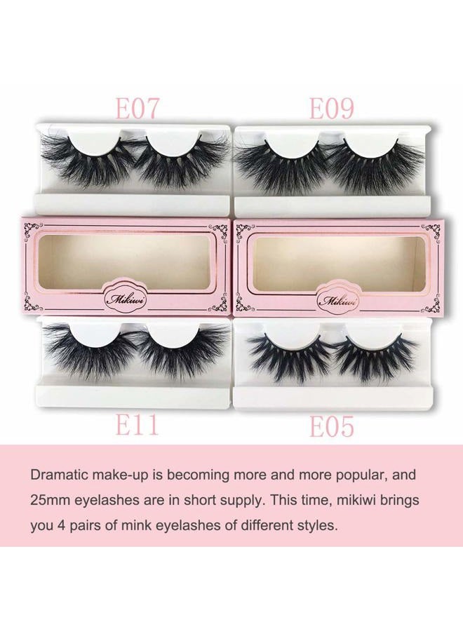 mikiwi 25mm Mink Lashes 4 Pack, Real 3D Mink Lashes, Fluffy Mink Lashes, Thick HandMade Full Strip Lashes, Dramatic 25mm Lashes, 3D Mink Eyelashes - Image 4