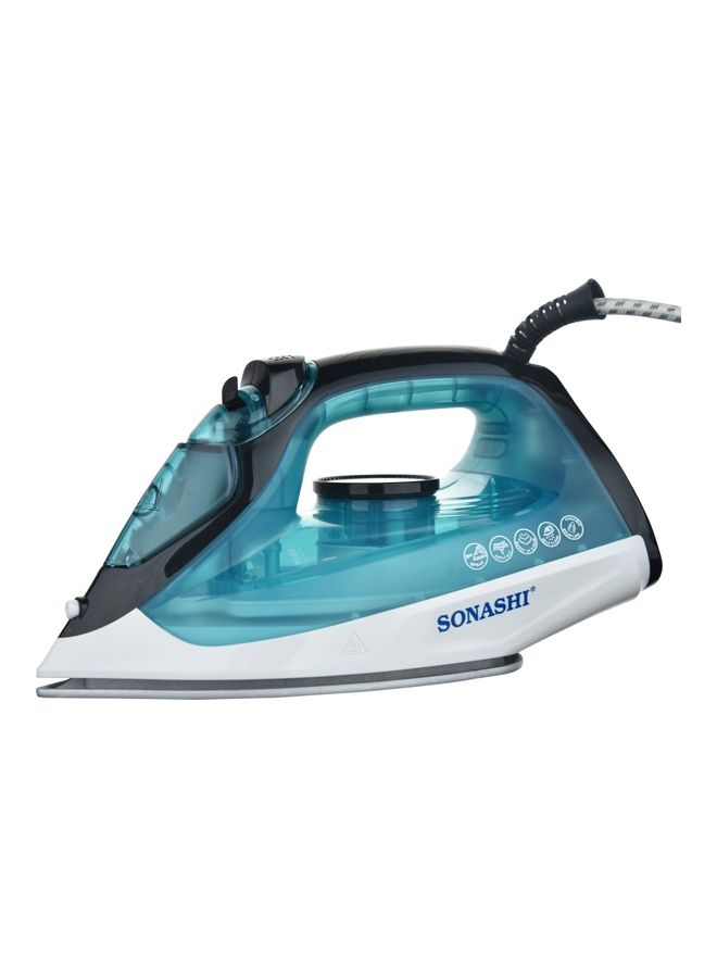 SONASHI Steam Iron with Ceramic Coated Soleplate/Anti-Calc/Self Clean Function | Spray/Steam/Burst Steam and Dry | Manual Temperature Setting based on Cloth Type 220 ml 1800 W SI-5081C Blue/White - Image 1