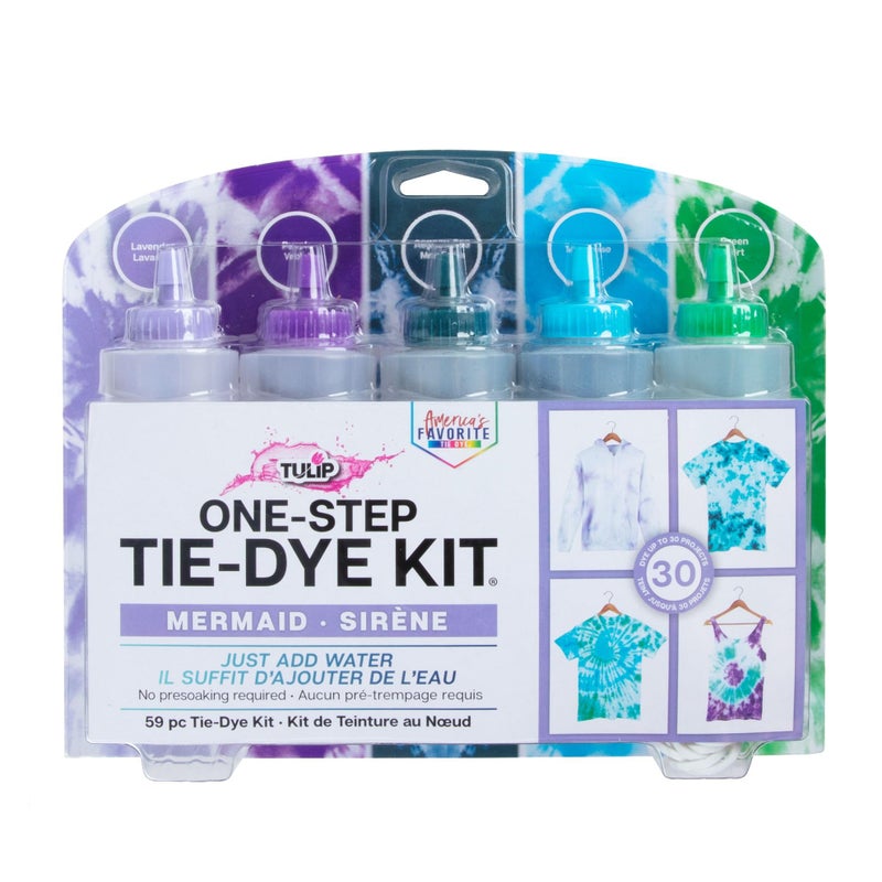 Tulip OneStep TieDye Kit Mermaid Party Activity Permanent Fabric Dye Vibrant Colors Easy Cleanup Makes 10 Bottles Includes 5 Bonus Refill Packs 8 Fun Techniques Included - Image 2