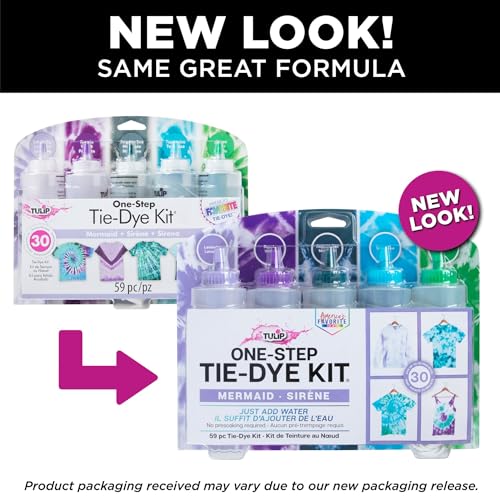 Tulip OneStep TieDye Kit Mermaid Party Activity Permanent Fabric Dye Vibrant Colors Easy Cleanup Makes 10 Bottles Includes 5 Bonus Refill Packs 8 Fun Techniques Included - Image 3