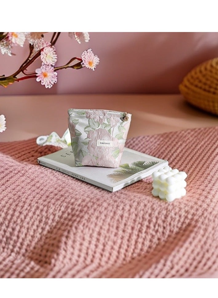 حقيبة مستحضرات تجميل مطبوعة بسحاب، تستخدم لتخزين مستحضرات التجميل ومنتجات العناية بالبشرة ولوازم الحمام وتخزين طلاء الأظافر وغيرها من مستلزمات التجميل، حقيبة سفر 17*14*3 سم