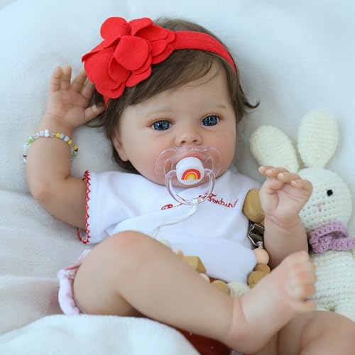 SCOM Lifelike Baby Dolls Girl 18 Inch Reborn Realistic Baby Dolls Silicone Cute Soft Body Doll Real Life Baby Doll Gift for Age 3 - Image 5