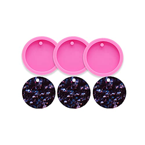 AMZTOART 3pc 2in Circle with Hole Blank Keychain Resin Crafting Silicone Mold Crafts Epoxy Resin Art DIY with 10PC Key Ring(DY0079+DY0079+DY0079) - Image 3
