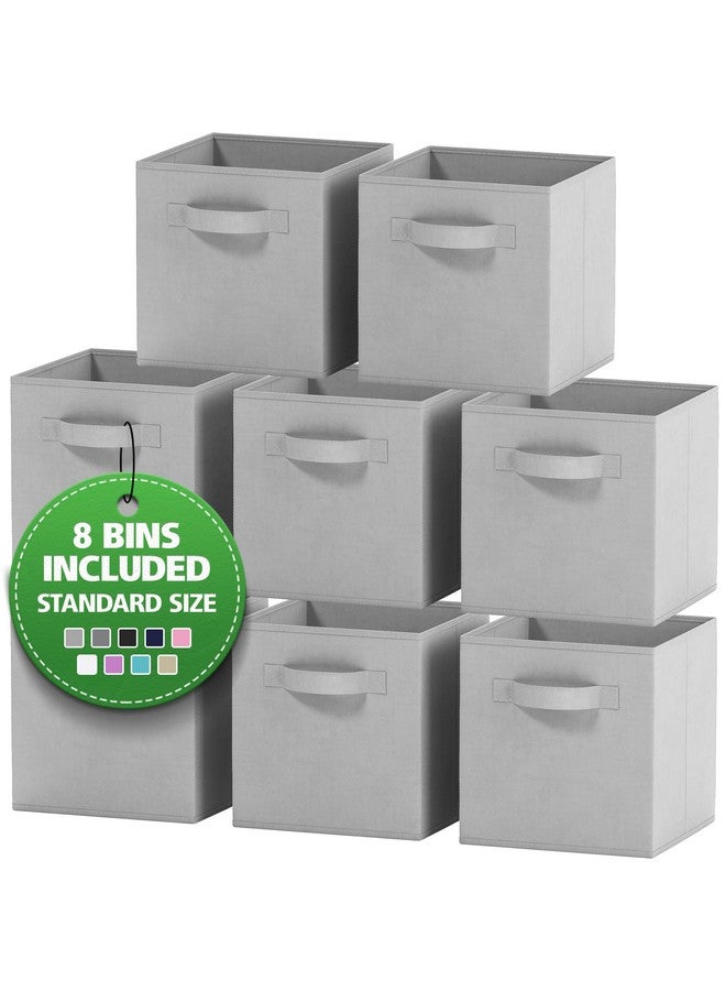 Royexe Fabric Storage Cubes for Cube Organizer - 8 Pack Heavy Duty Light Grey Storage Bins - 11 Inch Cube Storage Bin, Use As A Clothes Storage Box In Closet, Baskets For Shelves or Cubbies Storage Organizer - Image 1