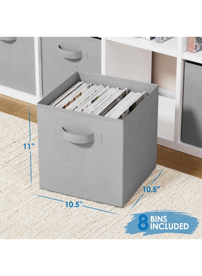Royexe Fabric Storage Cubes for Cube Organizer - 8 Pack Heavy Duty Light Grey Storage Bins - 11 Inch Cube Storage Bin, Use As A Clothes Storage Box In Closet, Baskets For Shelves or Cubbies Storage Organizer - Image 2