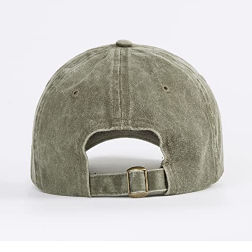 LANGZHEN Unisex Baseball Cap 100% Cotton Fits Men Women Washed Denim Adjustable Dad Hat(Army Green) - Image 3