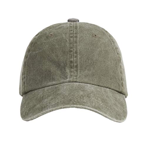 LANGZHEN Unisex Baseball Cap 100% Cotton Fits Men Women Washed Denim Adjustable Dad Hat(Army Green) - Image 2