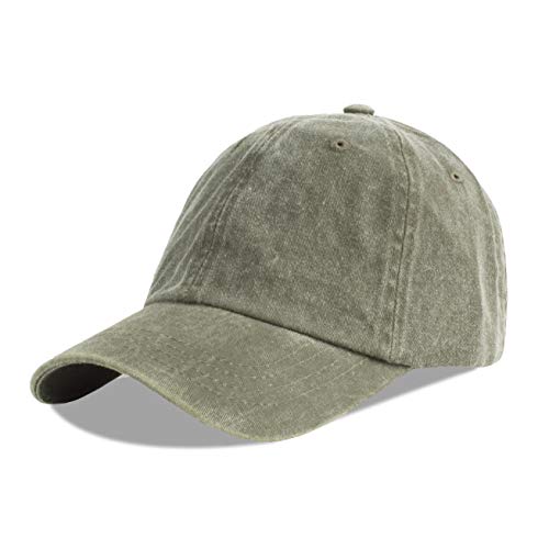 LANGZHEN Unisex Baseball Cap 100% Cotton Fits Men Women Washed Denim Adjustable Dad Hat(Army Green) - Image 1