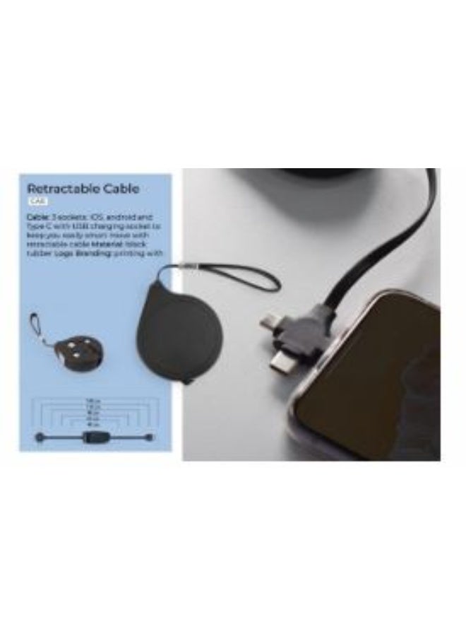 CAS 3-in-1 Retractable Charging Cable – iOS, Android & Type‑C, Compact & Durable  - Image 2