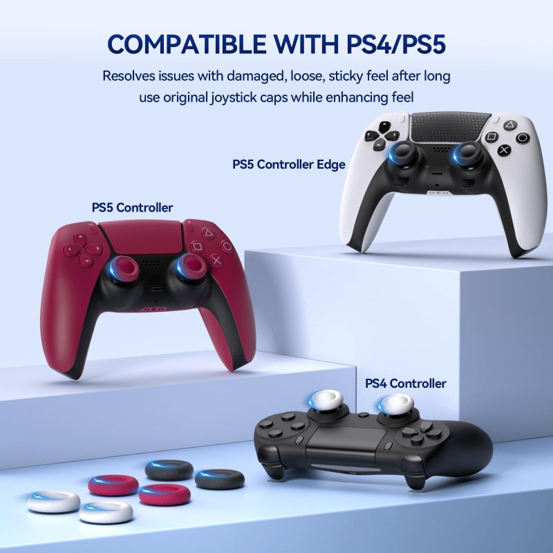 NEWDERY Joystick Replacement Grip Caps for PS4/PS5 Controller, for PS5/PS4 Thumb Grips Caps, Anti-Stickiness, Anti-Slip, Anti-Scratch, Anti-Fingerprint, for PS4/PS5 Joystick Caps-(12pcs) - Image 3