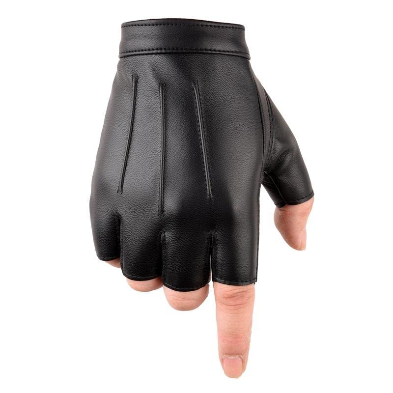 ketmart Fingerless Driving Gloves Pu Faux Leather Outdoor Sport Half Finger Glove For Men Women (Color-Black, Cycling) - Image 1