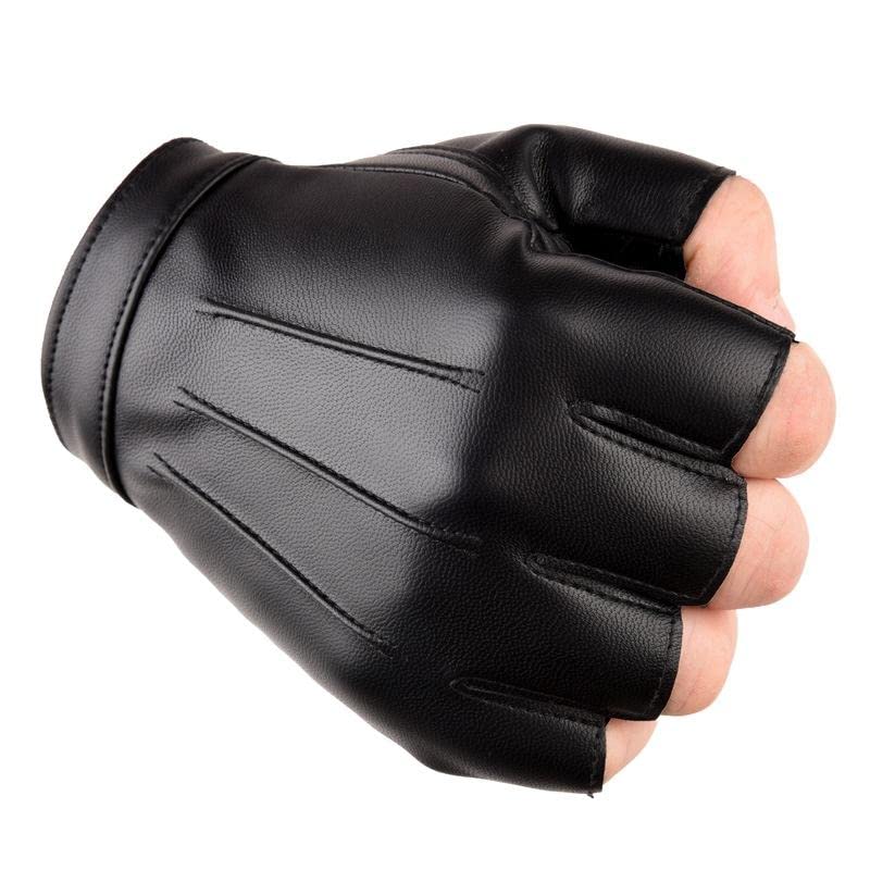ketmart Fingerless Driving Gloves Pu Faux Leather Outdoor Sport Half Finger Glove For Men Women (Color-Black, Cycling) - Image 3