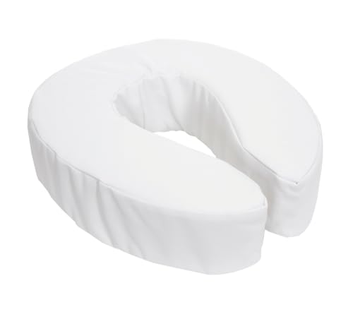 Essential Medical Supply وسادة مقعد مرحاض مبطنة بالفوم من Essential Medical Supply مع حزام لاصق لتثبيت المقعد وغطاء فينيل قابل للغسل، 2" - Image 1
