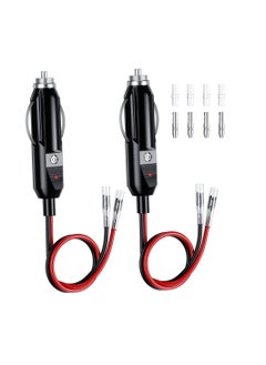 Y&D Cigarette Lighter Plug, KASTWAVE 12V Fused Replacement Male Plug Adapter with Leads & LED Light 16AWG Extension Cable 15A Fuse (2 Pack)  - Image 1
