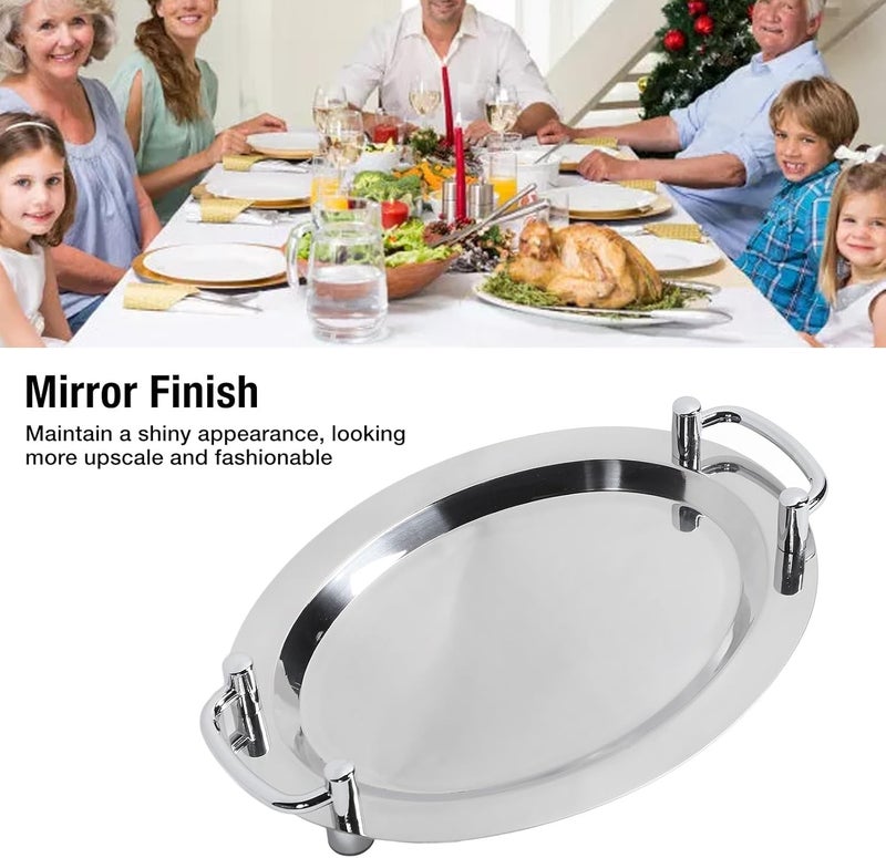 Stainless Steel with Handle, Egg Shape, 46cm Length - Bright Mirror Finish, Ergonomic Carrying, Ideal for Hotel and Restaurant Serving (Egg Shape (Length 46cm/18.11in)) - Image 4