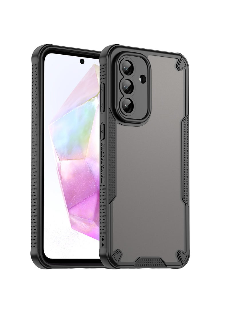 for Samsung Galaxy A36 5G Case Cover, Armor of Brushed Comfortable Oil Waterproof TPU+PC Soft Semi-translucentmatte Feel Cell Phone Protective Case for Samsung Galaxy A36 5G, Black - Image 1