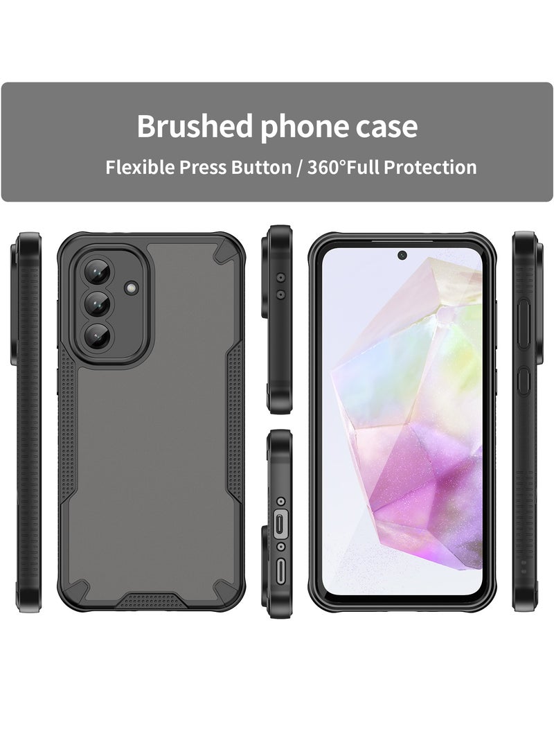 for Samsung Galaxy A36 5G Case Cover, Armor of Brushed Comfortable Oil Waterproof TPU+PC Soft Semi-translucentmatte Feel Cell Phone Protective Case for Samsung Galaxy A36 5G, Black - Image 2