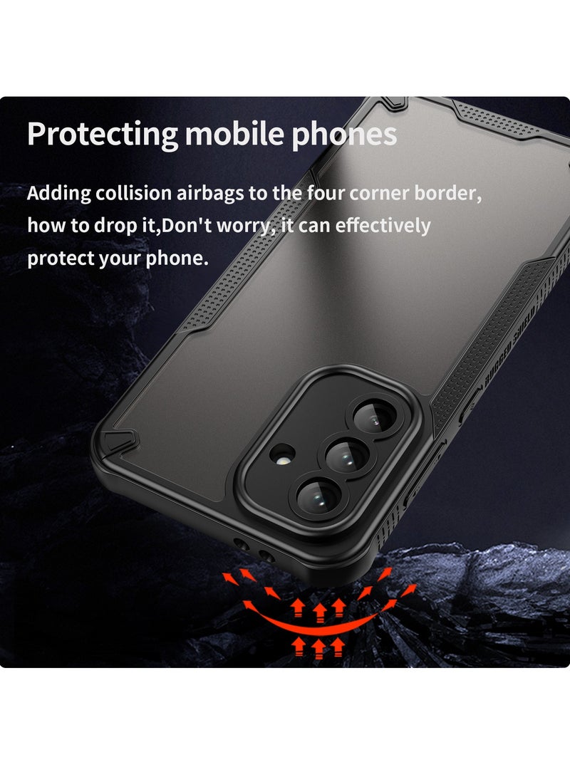 for Samsung Galaxy A36 5G Case Cover, Armor of Brushed Comfortable Oil Waterproof TPU+PC Soft Semi-translucentmatte Feel Cell Phone Protective Case for Samsung Galaxy A36 5G, Black - Image 3