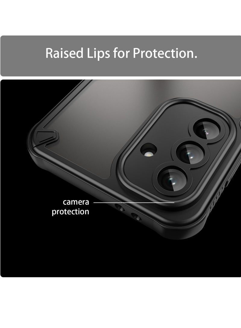 for Samsung Galaxy A36 5G Case Cover, Armor of Brushed Comfortable Oil Waterproof TPU+PC Soft Semi-translucentmatte Feel Cell Phone Protective Case for Samsung Galaxy A36 5G, Black - Image 4