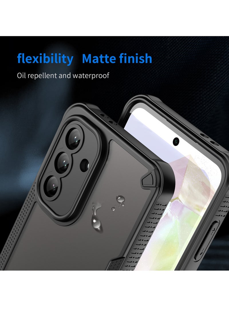 for Samsung Galaxy A36 5G Case Cover, Armor of Brushed Comfortable Oil Waterproof TPU+PC Soft Semi-translucentmatte Feel Cell Phone Protective Case for Samsung Galaxy A36 5G, Black - Image 5