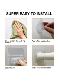 RATSAW Adhesive Shower Curtain Rod Holder 4 Pack Shower Rod Holder Wall Mount Holder For Shower Curtain Rod For Wall Stick  - Image 3
