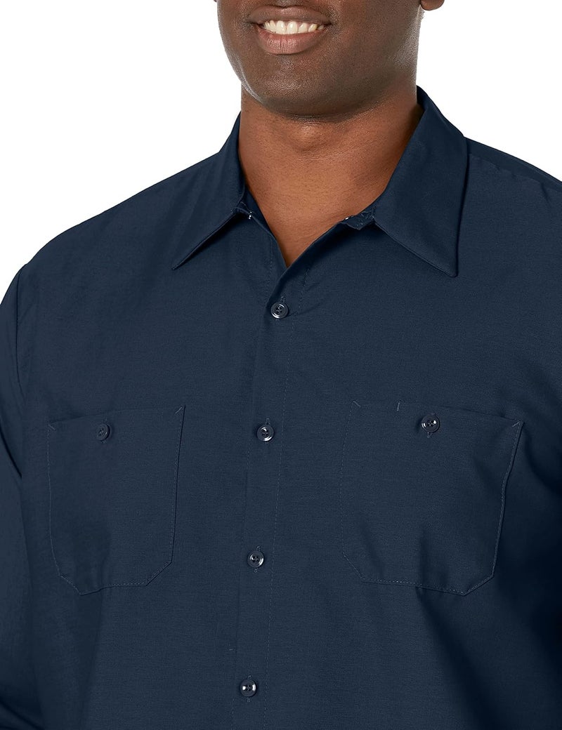 Red Kap Men's Long Sleeve Industrial Work Shirt - Regular Fit Utility Button-Up in Navy, XXL Tall - Image 3