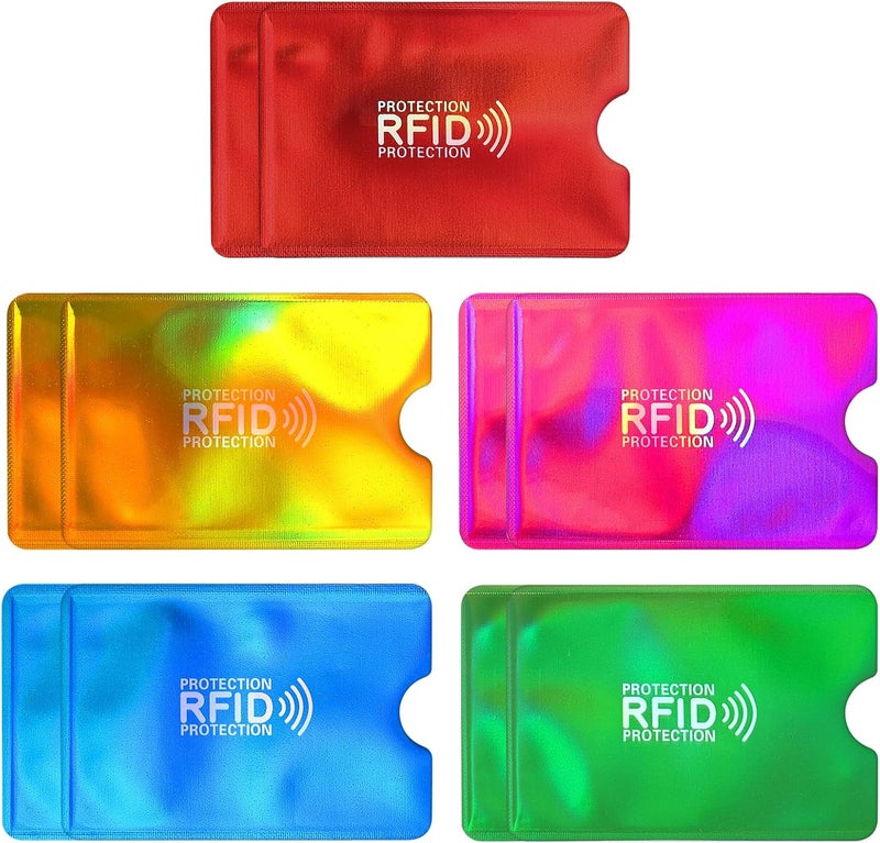 10 عبوات من أغطاقات حجب RFID، حاملات لحماية بطاقات الائتمان وبطاقات الهوية، حماية من سرقة الهوية للرجال والنساء - Image 1