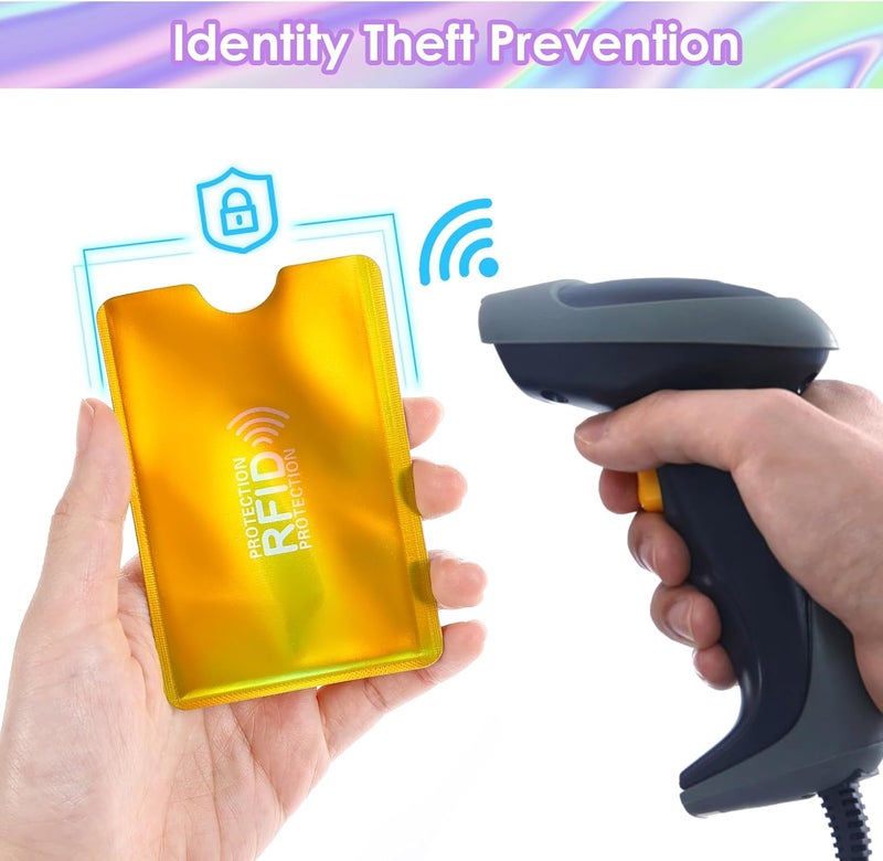 10 عبوات من أغطاقات حجب RFID، حاملات لحماية بطاقات الائتمان وبطاقات الهوية، حماية من سرقة الهوية للرجال والنساء - Image 2