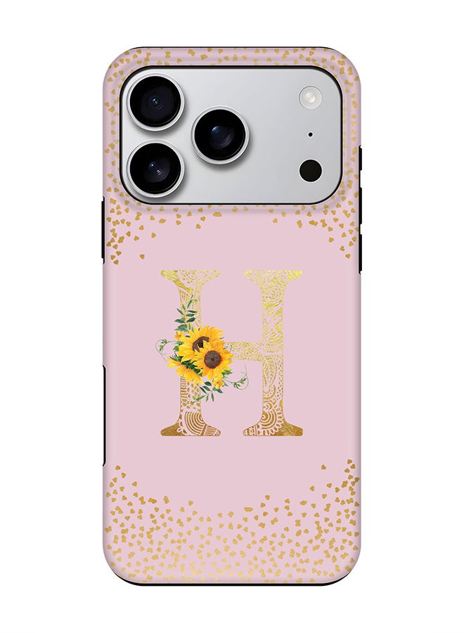 Stylizedd Tough Pro Magnetic Case for iPhone 17 Pro, Dual Layer hybrid PC + TPU Mobile Cover Matte - Custom Floral Monogram - H  (Pink )