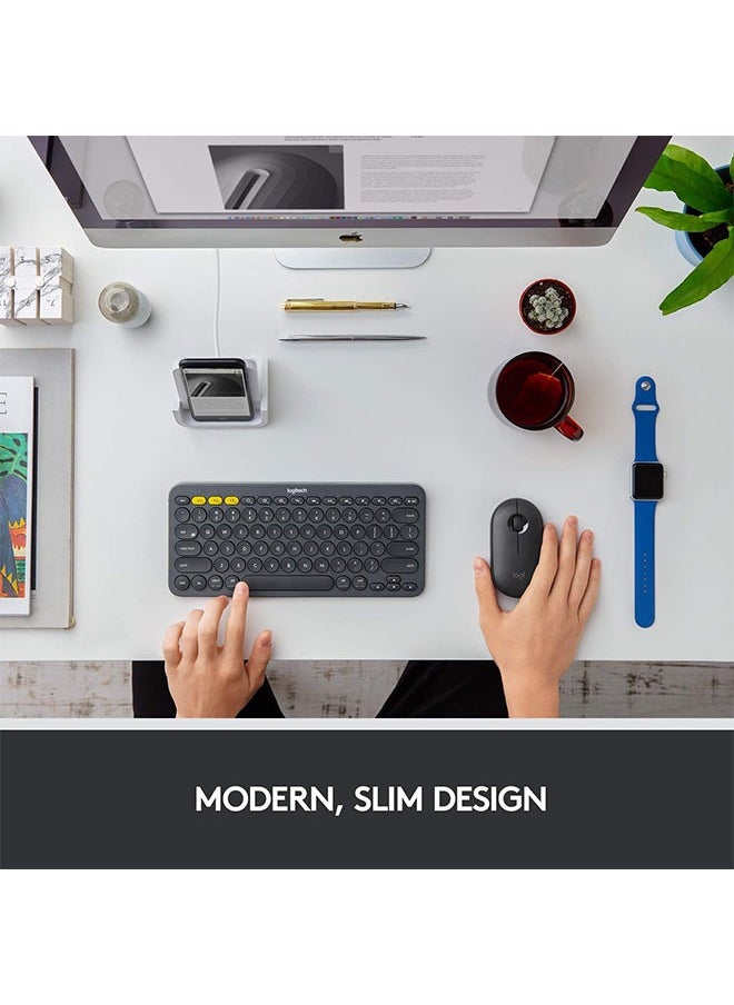 M350 PBBle اللاسلكية، البلوتوث أو 2.4 جيغاهرتز، مع جهاز استقبال مصغرة من طراز USB، صامت، فأرة حاسوب فائق النقر مع صوت مسموع، تنطبق على الحواسيب المحمولة/الحواسيب المحمولة/PC/MC الأسود