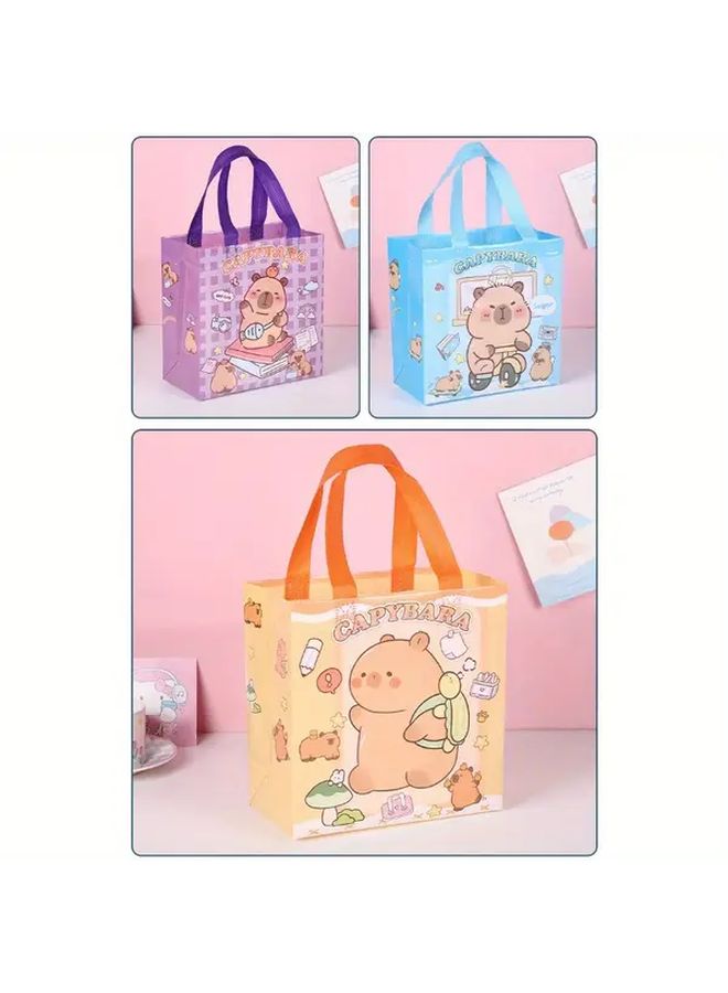 Pink Capybara Cartoon Non Woven Gift Bags With Handles 3 Pack - Image 5