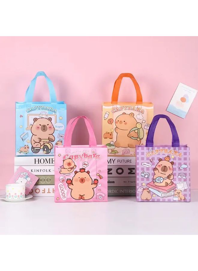 Pink Capybara Cartoon Non Woven Gift Bags With Handles 3 Pack - Image 1