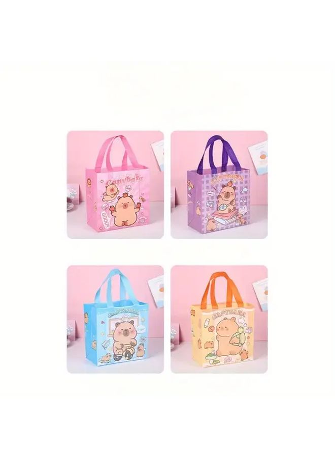 Pink Capybara Cartoon Non Woven Gift Bags With Handles 3 Pack - Image 4