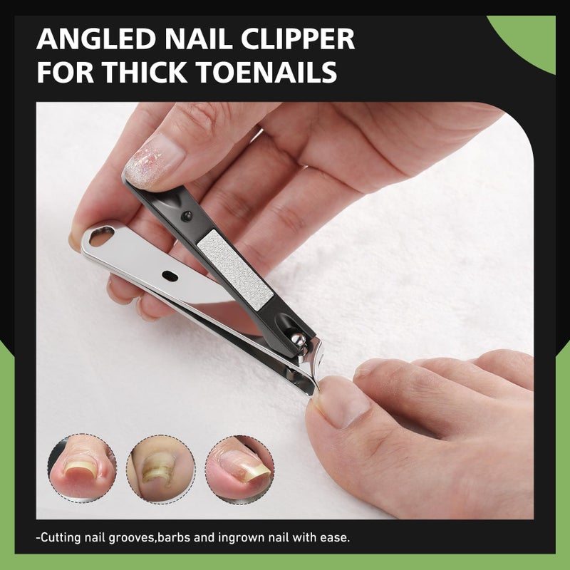 BALUCA Slanted Blade Ingrown Toenail Clippers for Thick Toenails, Angled Toe Nail Fingernail Cutter Trimmer for Seniors and Men - Black - Image 2