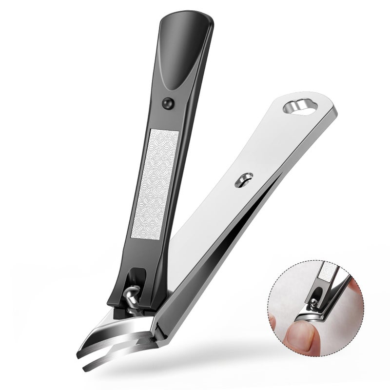 BALUCA Slanted Blade Ingrown Toenail Clippers for Thick Toenails, Angled Toe Nail Fingernail Cutter Trimmer for Seniors and Men - Black - Image 1