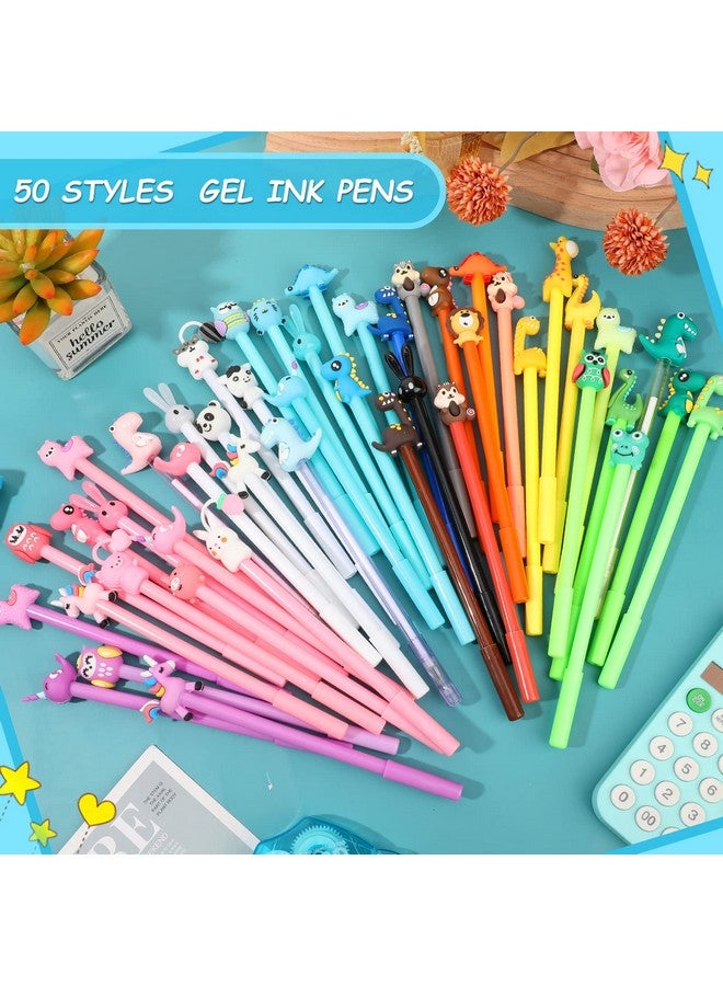 Handepo Cute Cartoon Gel Ink Pens Cartoon Animal Writing Pens 0.5 Mm Black Ink Cool Pens Kawaii Fun Pens For Kids Novelty Pens For School Office Home Supplies Student Kids Gift, 50 Assorted Styles (100 Pcs) - Image 4
