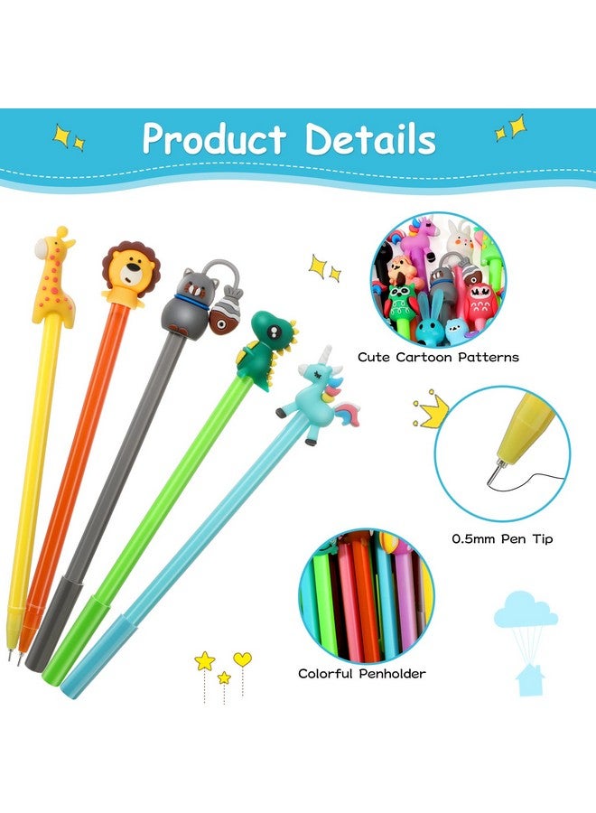 Handepo Cute Cartoon Gel Ink Pens Cartoon Animal Writing Pens 0.5 Mm Black Ink Cool Pens Kawaii Fun Pens For Kids Novelty Pens For School Office Home Supplies Student Kids Gift, 50 Assorted Styles (100 Pcs) - Image 3