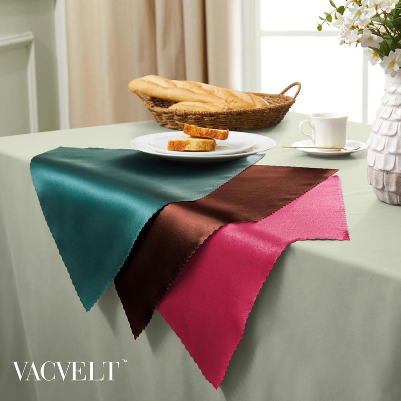 VACVELT 24 Pack Chocolate Brown Satin Napkins 17x17 Inch Scalloped Elegant Dinner Napkins for Restaurant Banquet Graduation Party - Image 4