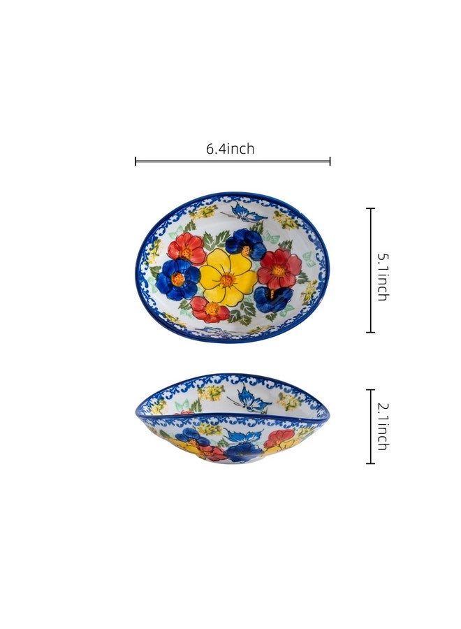 ALMA Handpainted Oval Serving Bowl for Holidays,Curved Edged Serving Dish in Polish Pottery Style,Side Dishes,Ideal Decoration for Dinner Parties,Kitchen Table and Birthday Gift-Bloom Garden Theme - Image 2