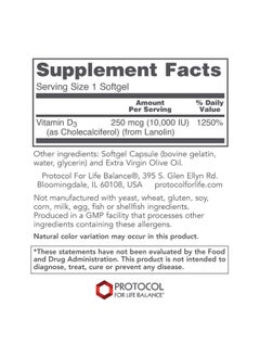 Protocol For Life Balance Protocol Vitamin D3 10000 Iu Immune Support Healthy Bones And Teeth 120 Softgels  - Image 3
