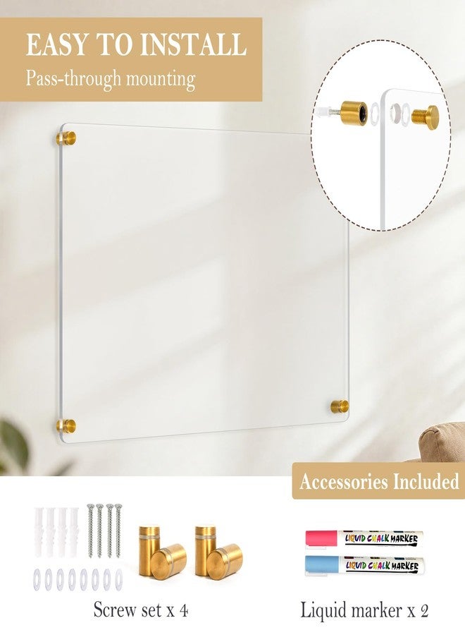 QUEENLINK Acrylic Dry Erase Board for Wall, 36 "x 24" Black Non-Magnetic Acrylic Wall Memo Board, Large Clear Family Planner White Board for Home and Office - Blank - Image 5