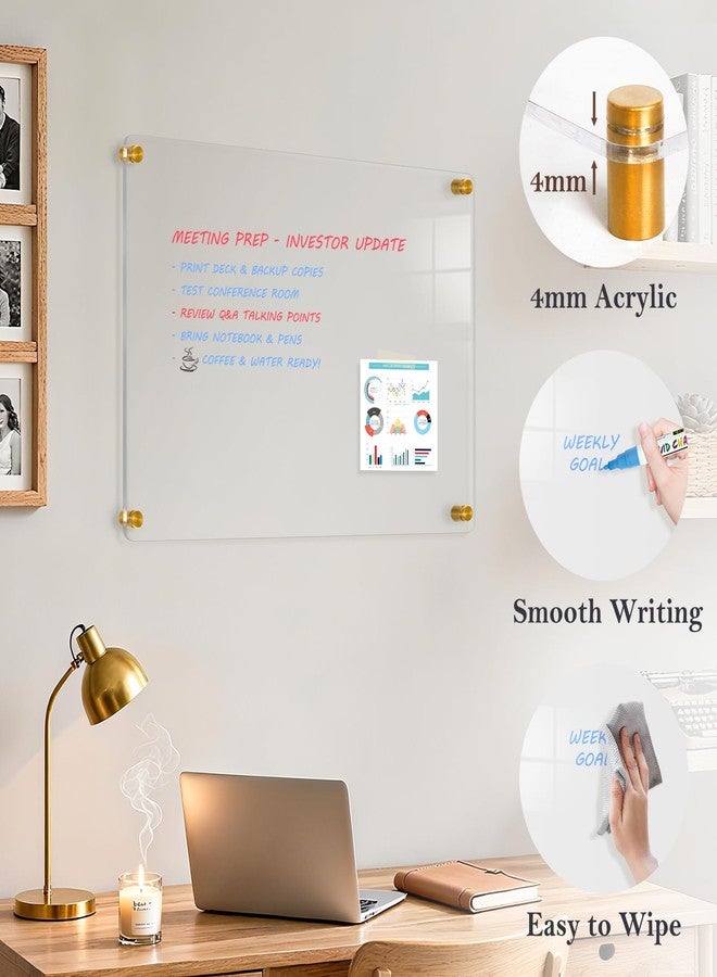 QUEENLINK Acrylic Dry Erase Board for Wall, 36 "x 24" Black Non-Magnetic Acrylic Wall Memo Board, Large Clear Family Planner White Board for Home and Office - Blank - Image 3